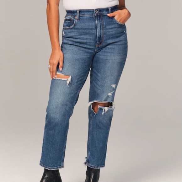 Abercrombie & Fitch Denim - Abercrombie ankle straight ultra high rise jeans -short length